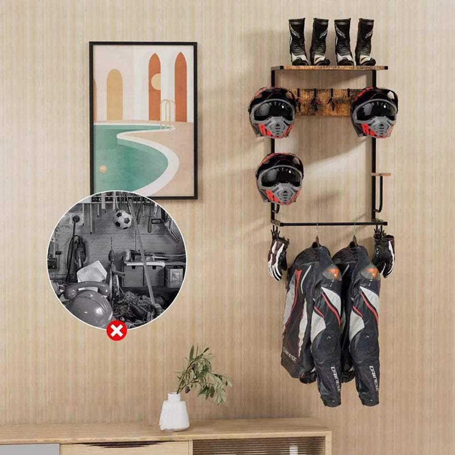 CN Guangdong Motorcycle Helmet Wall Mount Rack With Hooks