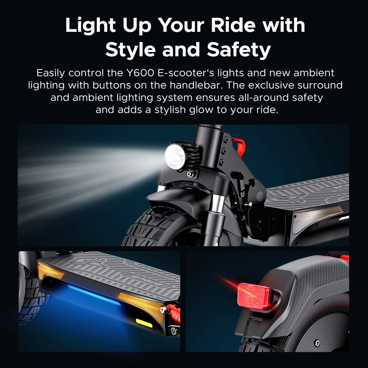 ENGWE 830W Peak Electric Folding Scooter, 48V 18.2AH, 43.5 Miles Range, 28mph, 10*4.0 Tires, Full Suspension, City & Rough Road