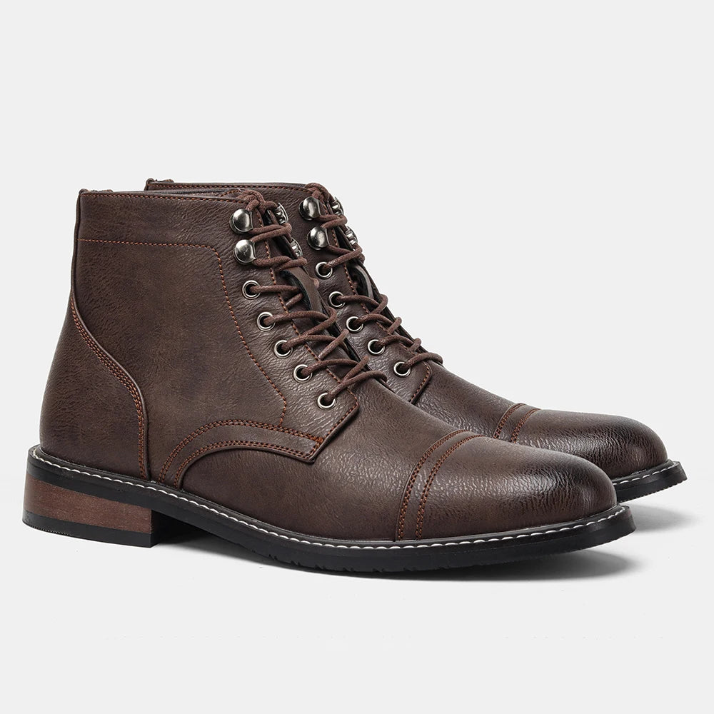 Classical Men Boots 2025 Fashion Comfortable Spring Leather Boots with Zipper