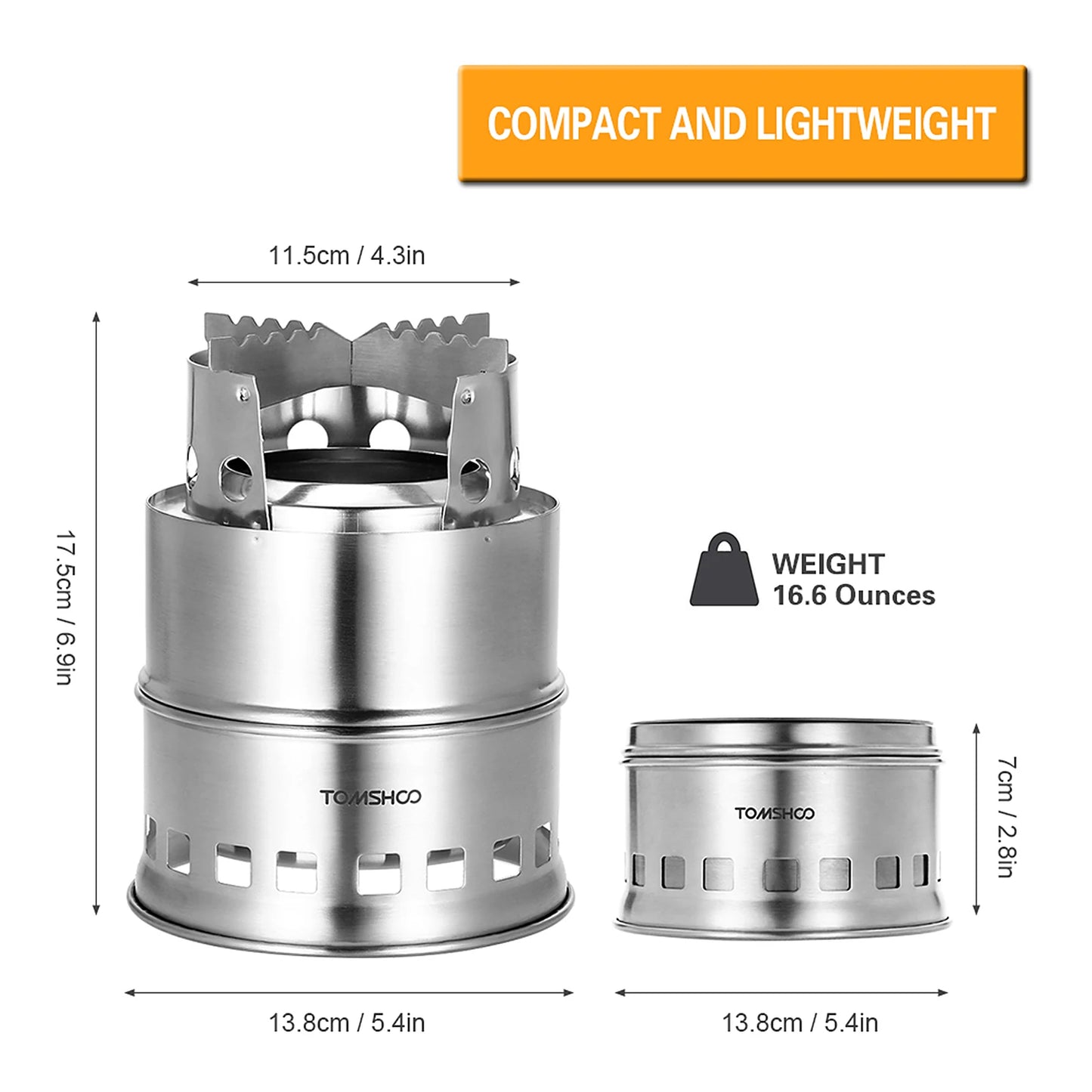 Folding Windproof Wood Burning Stove Compact Stainless Steel Alcohol Stove Outdoor Camping Hiking Backpacking Picnic BBQ