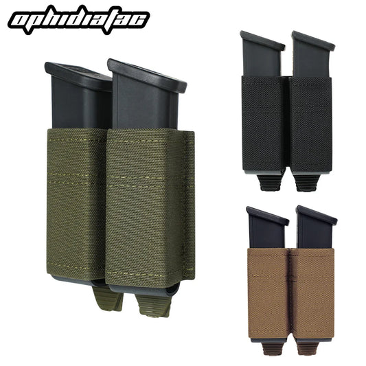 OPHIDIANTAC FAST 9MM Single/Double Mag Bag MOLLE Mag Pouch  Hunting CS Games Air soft Holder With Nylon Support Clip