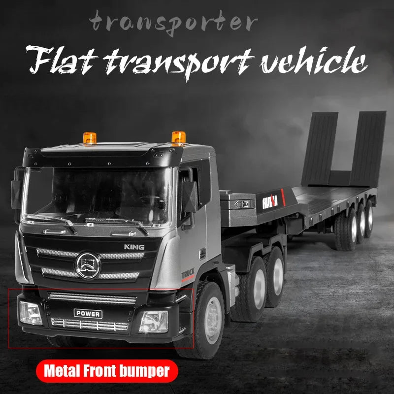 Huina 1318 1/24 RC Trailer Truck Tractor 2.4G Remote Control Construction Radio Control Flatbed RC Truck Toys For Boys Kids Gift