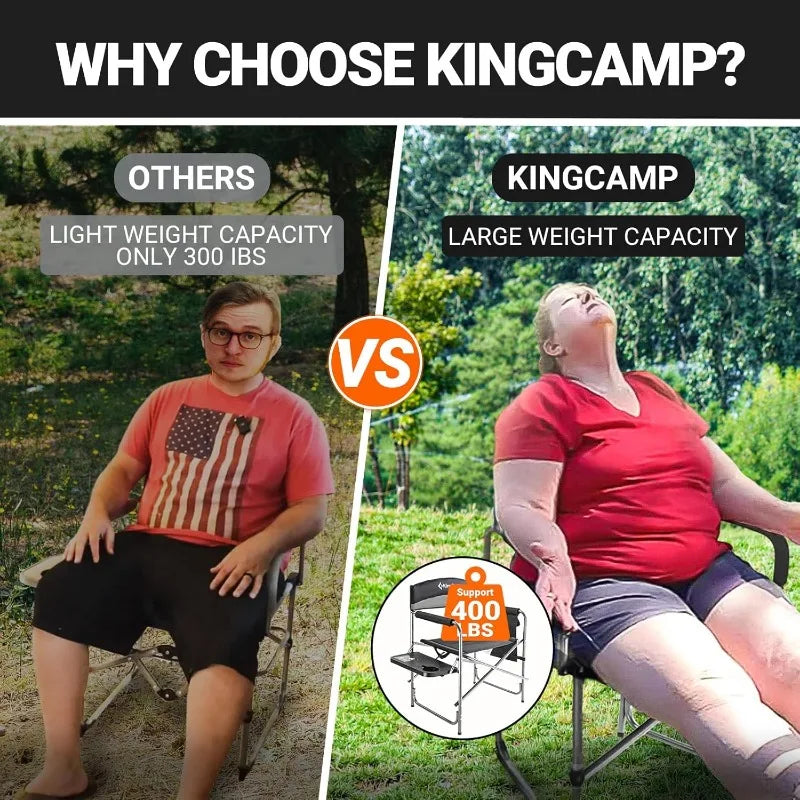 KingCamp 2-Pack Directors Camping Chair with Padded Folding Portable Seats, Black