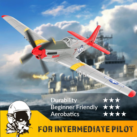 Volantex P51 Mustang RTF RC Plane One Key Aerobatic Gift