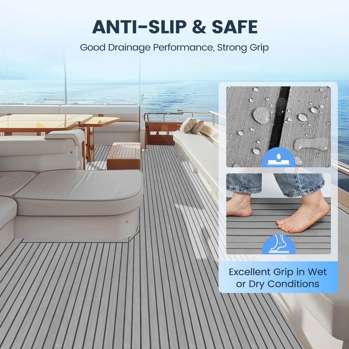 3 Sizes EVA Foam Faux Teak Boat Decking Mat Self Adhesive