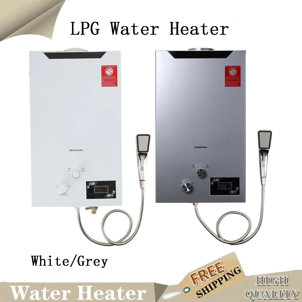 LPG Tankless Water Heater 20L 40KW Camping Shower Head Kit