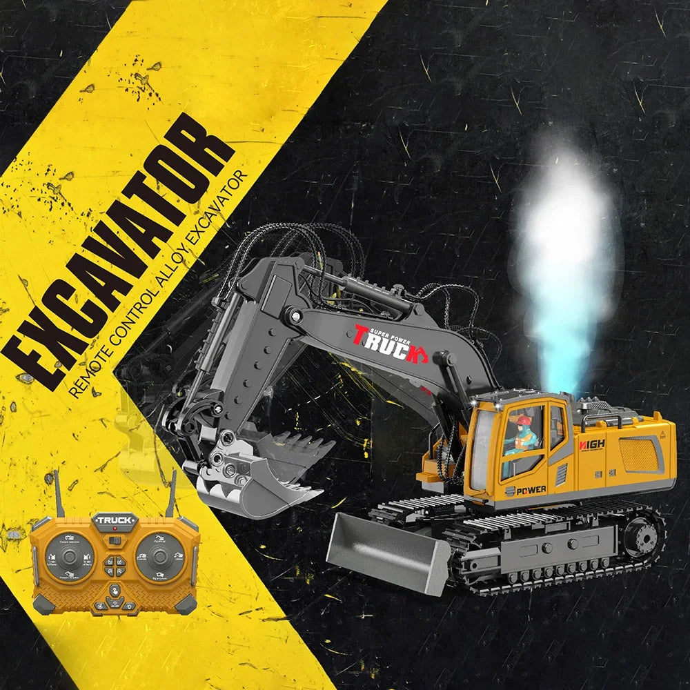 Alloy Excavator Rc Cars Trucks 17CH Dumper Remote Control Car Tractor 1/18 Engineering Electric Vehicles for Kids Boys Children
