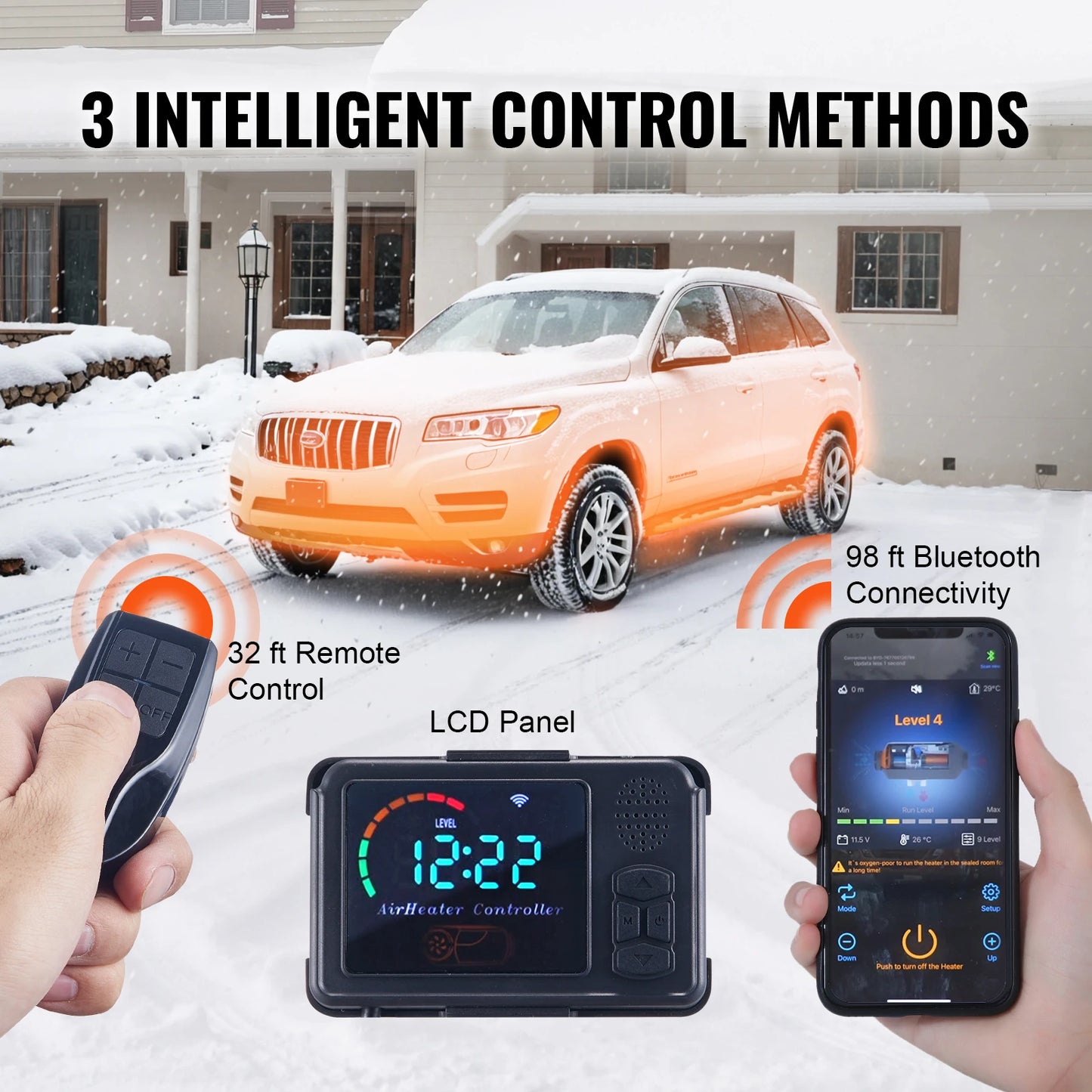 SucceBuy 8KW Diesel Air Heater Bluetooth LCD Parking Heater