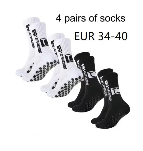 Football Socks Mid Tube Glued Non Slip Breathable 4 Pairs