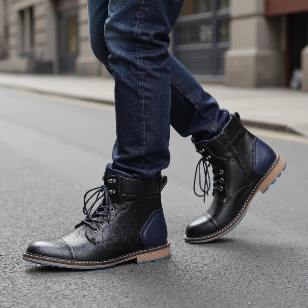 Classical Men Boots 2025 Fashion Comfortable Spring Leather Boots with Zipper