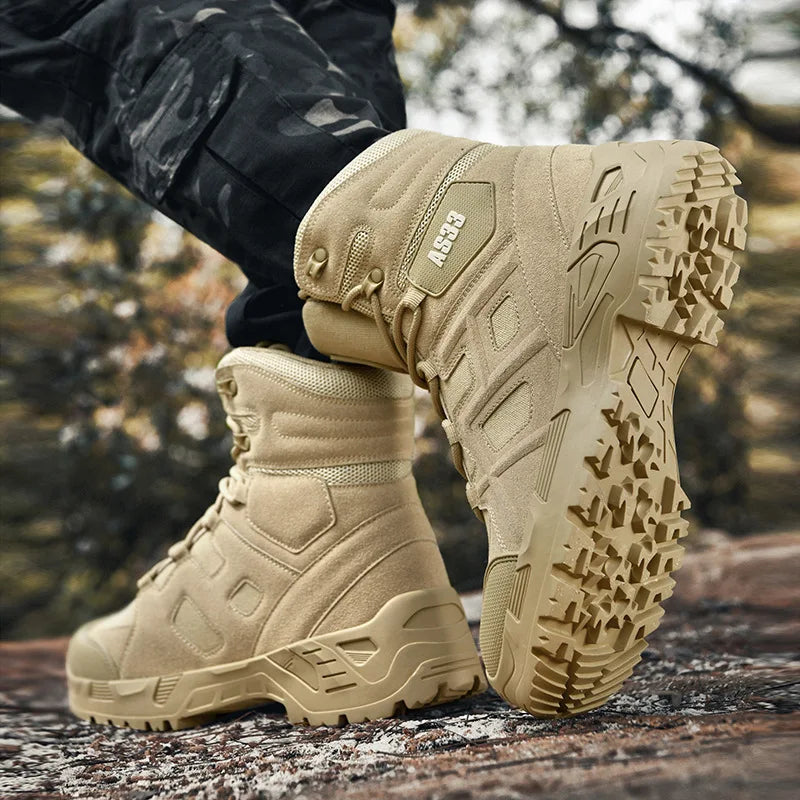 Male Camping Training Shoes Combat Desert Ankle Boots Outdoor New Army Tactical Boots Men Summer Climbing Military Hiking Boots