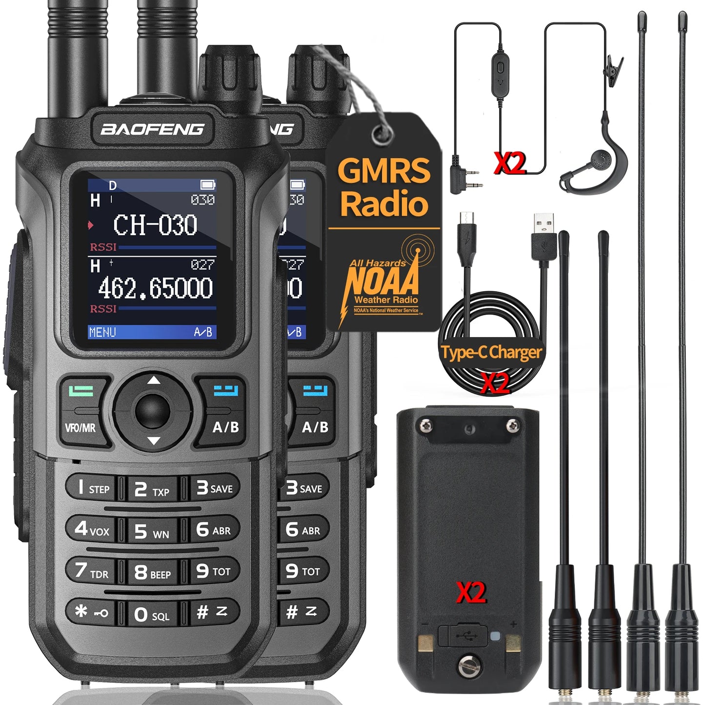 Baofeng GM21 Pro Walkie Talkie Type C NOAA Two Way Radio