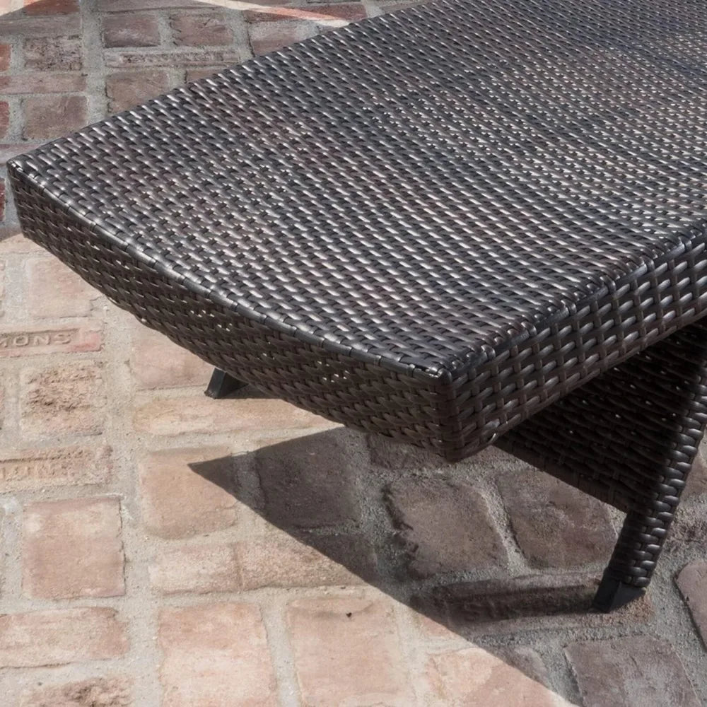 PE Rattan Adjustable Backrest Chaise Lounge Set 2 Poolside