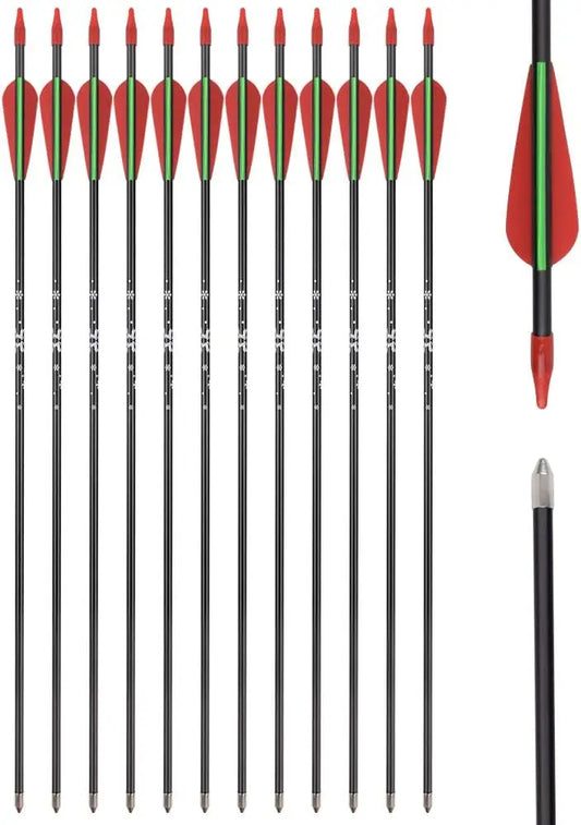 12 Fiberglass Arrows Set For Recurve Bow Practice Beginners
