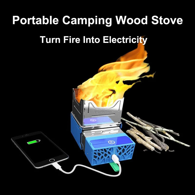 Flame Cube Portable Wood Buring Camp Stove Outdoor Folding Backpacking Stove With Battery To Power USB Charging 2021
