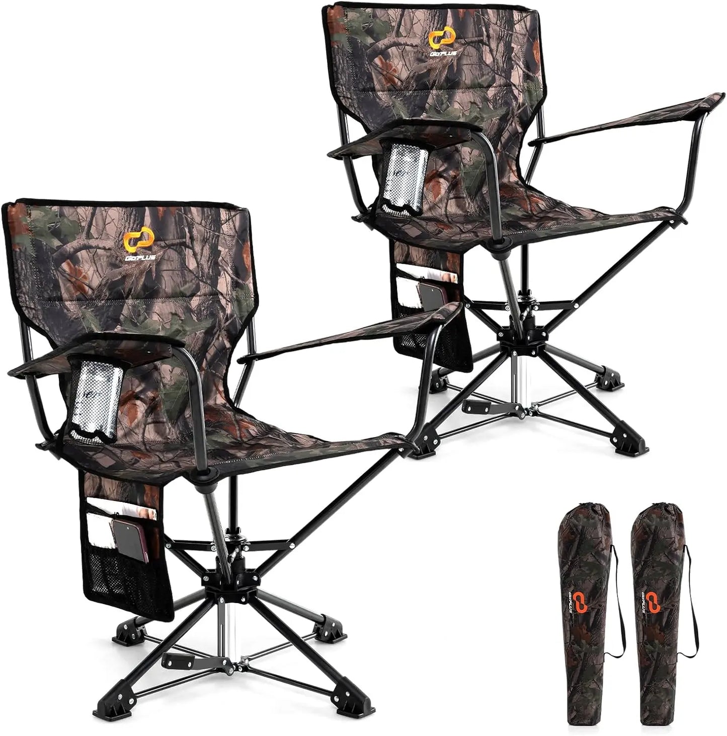 Swivel Hunting Chair, 360° Folding Hunting Blind Chair for Adults with Cup Holder & Carrying Bag, Portable Camping