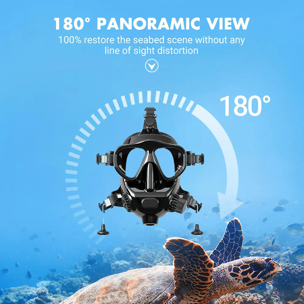 Full Face Dive Mask 180 Degree View With Camera Mount
