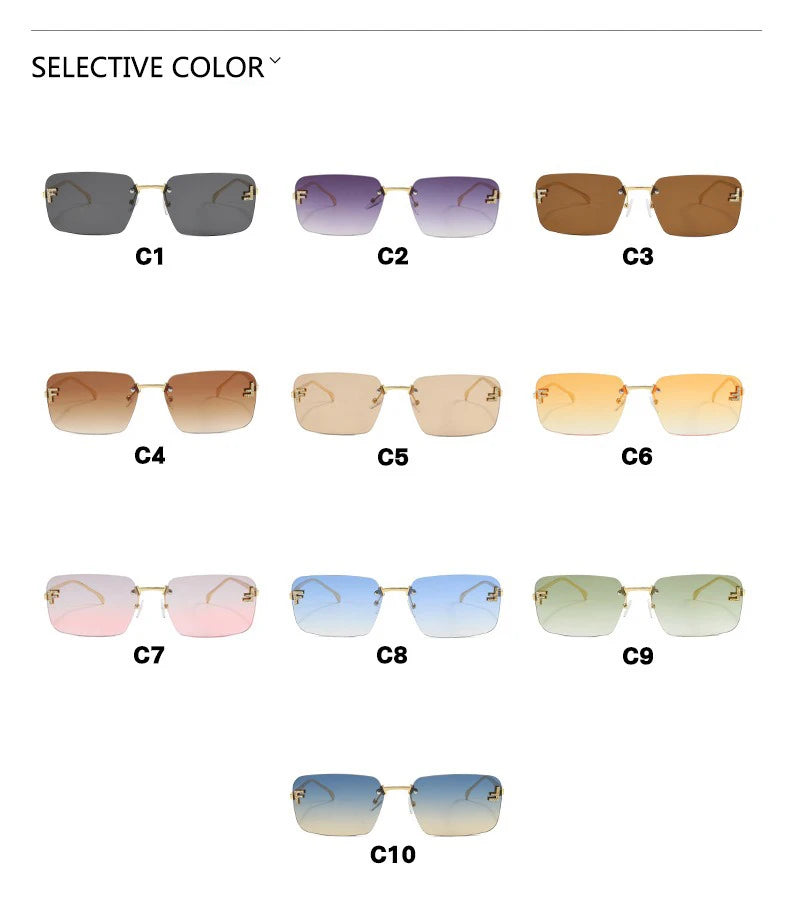 Rimless Square Sunglasses UV400 Frameless Unisex Driving