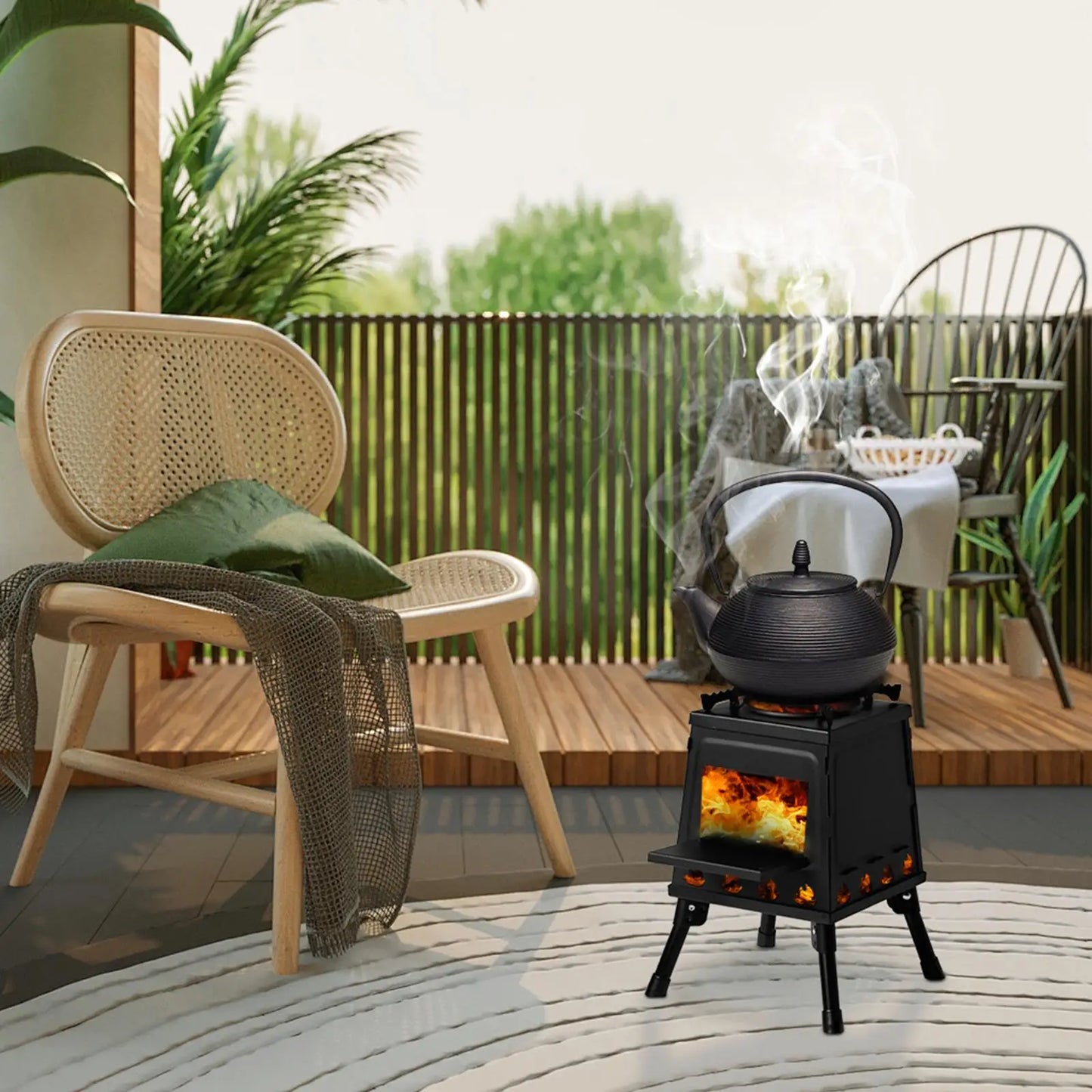 Compact 27x27x34cm Wooden Camping Stove - Lightweight & Portable Outdoor Cooking Gear