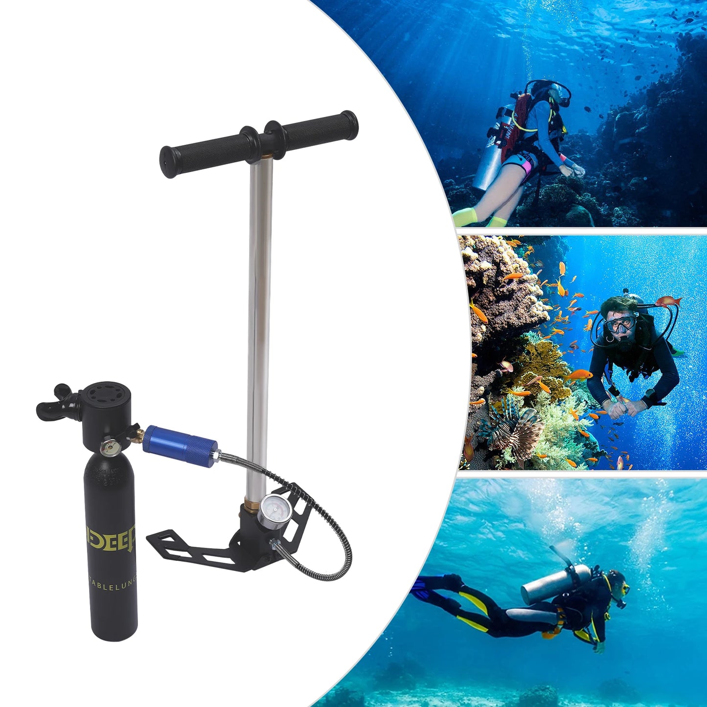 Portable Scuba Diving Tank With Pump Half Liter Capacity