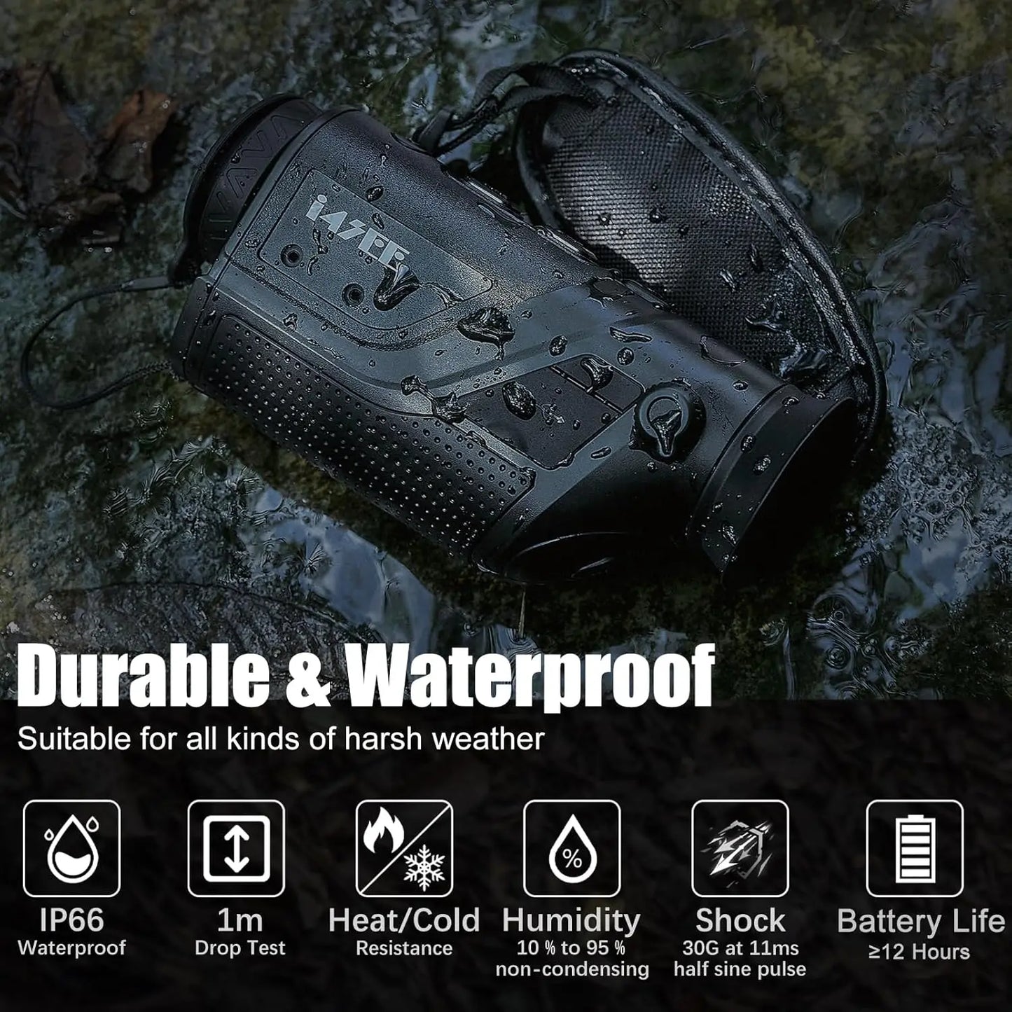 M10-256 Imaging Monocular for Hunting, 10mm Focal Lens 256x192(50Hz) Infrared Night Vision Telescope with Long