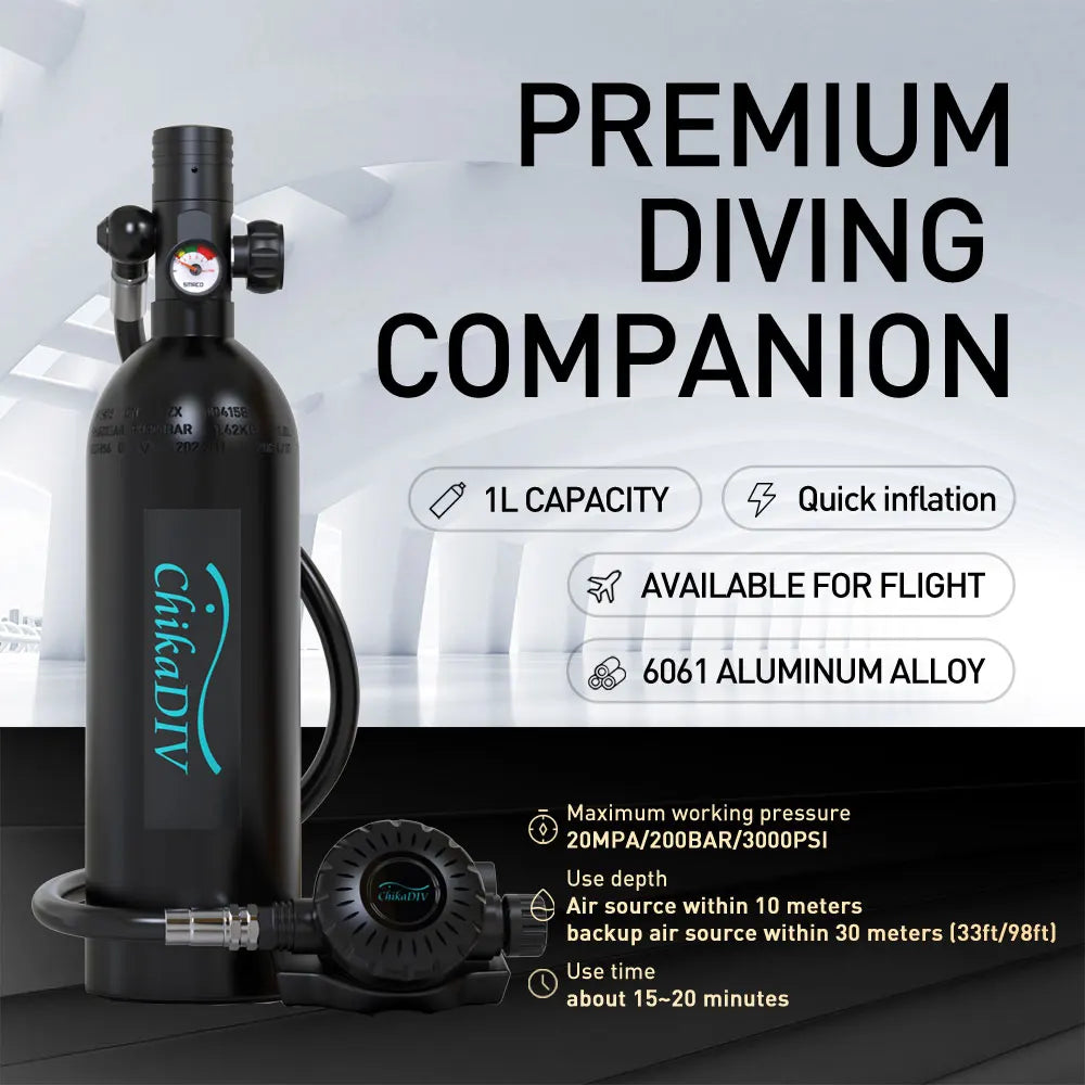 Scuba Mask With Air Tank System 1L Full Face Mask Kit