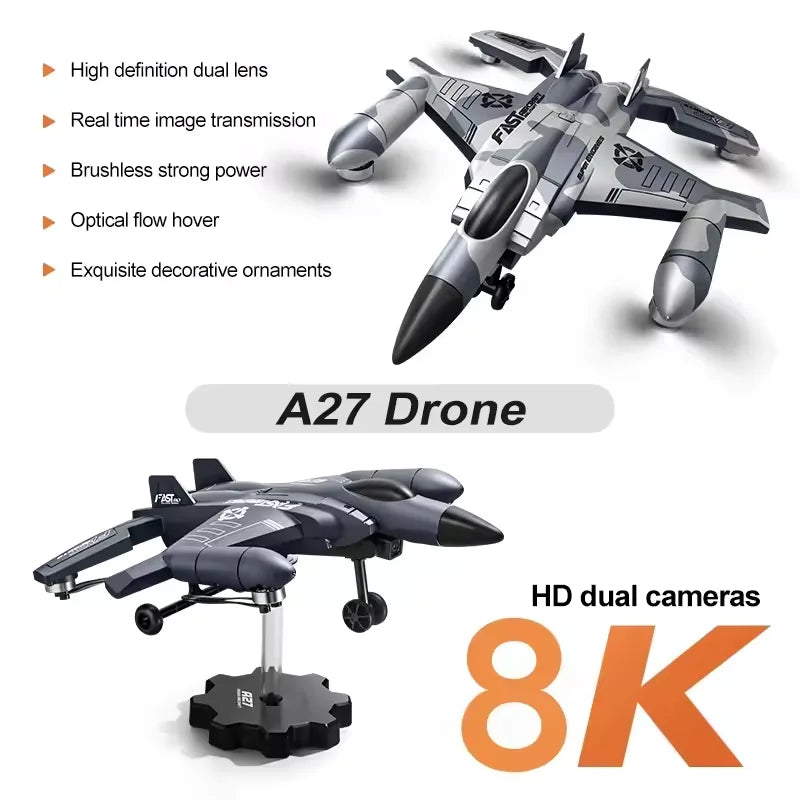 A27 Fighter Jet RC Plane Brushless Motor Fixed Wing Drone for Aerial Photography Professional RC Aircraft Model Kids Outdoor Toy