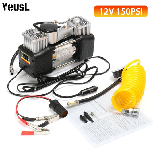 12V Air Compressor Portable Pressure Pump Set Car Mounted Electric Air Pump With Pressure Gauge And Automatic Inflation Pump