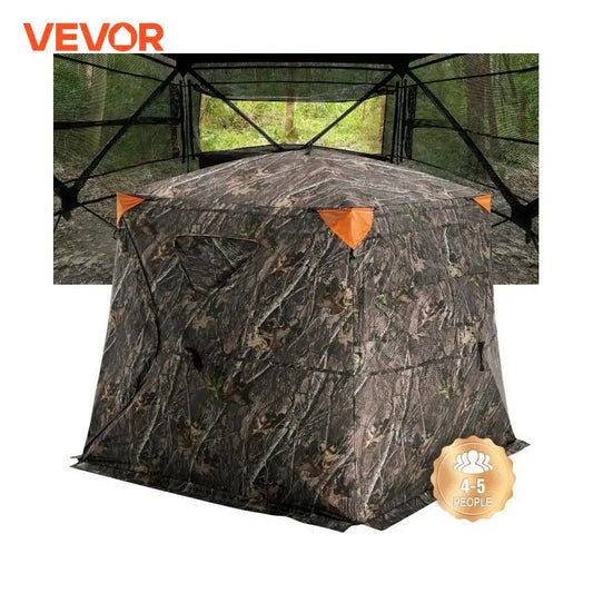 VEVOR Hunting Blind 270° See Through Ground Blind 4-5 Person Pop Up Deer Blind for Hunting Portable for Turkey and Deer Hunting