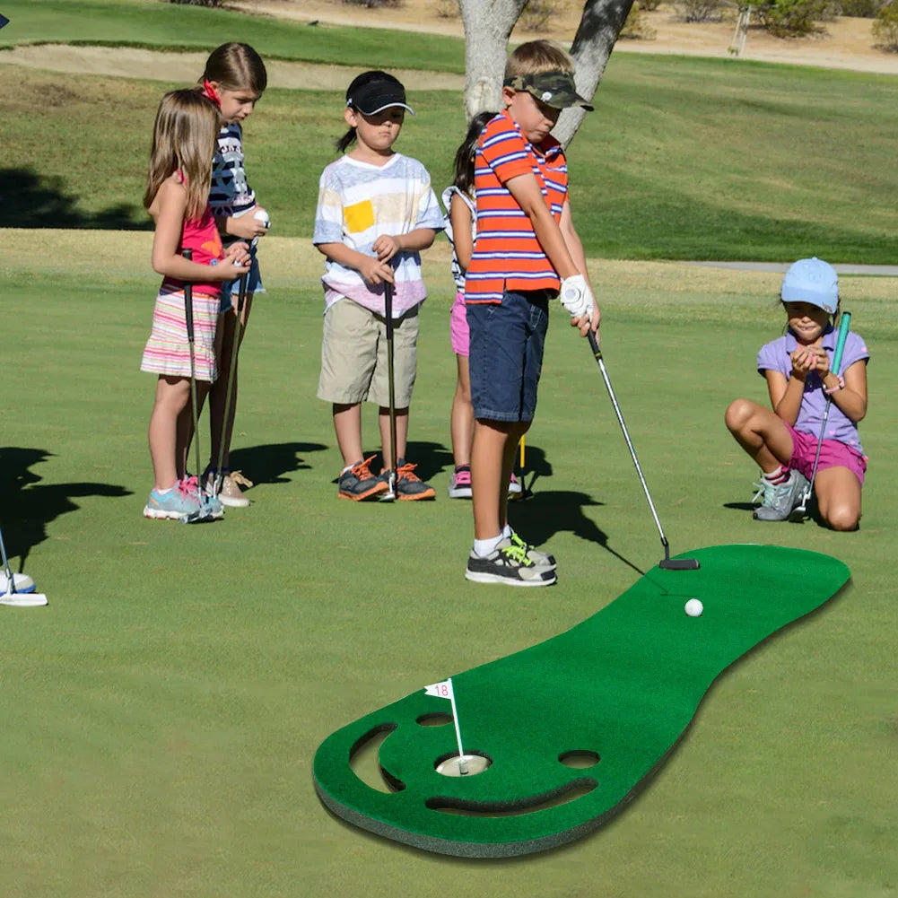 Putting Green Mats Set for Golf Putting Use Included 1 Putter & 3 Balls Training Aid Put Cup & Flags Indoor Outdoor Training Mat