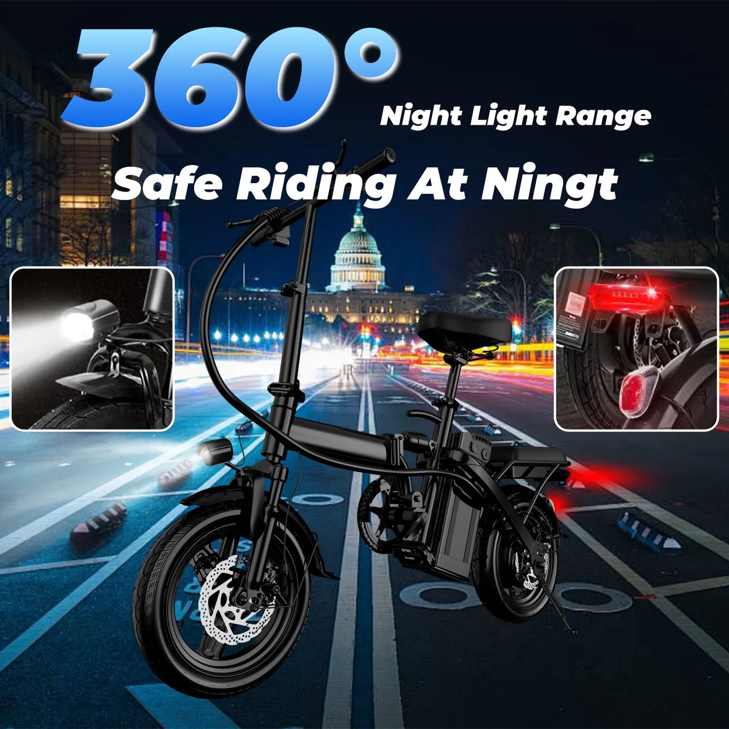 Lelekuai 500W Adult Folding Electric Bike 20 MPH Removable Battery