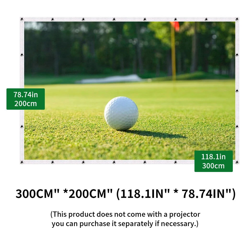 Caiton Golf Ball Simulator Impact Display Projection Screen, Indoor White Cloth Material, Golf Exercise Target