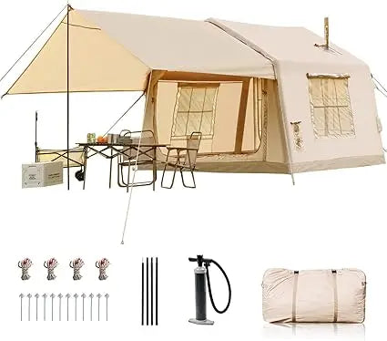 Inflatable Tents for Camping, Blow Up Tent with Hand Pump, Easy Setup Inflatable Hot Tent with Stove Jack, Waterproof Oxford Air