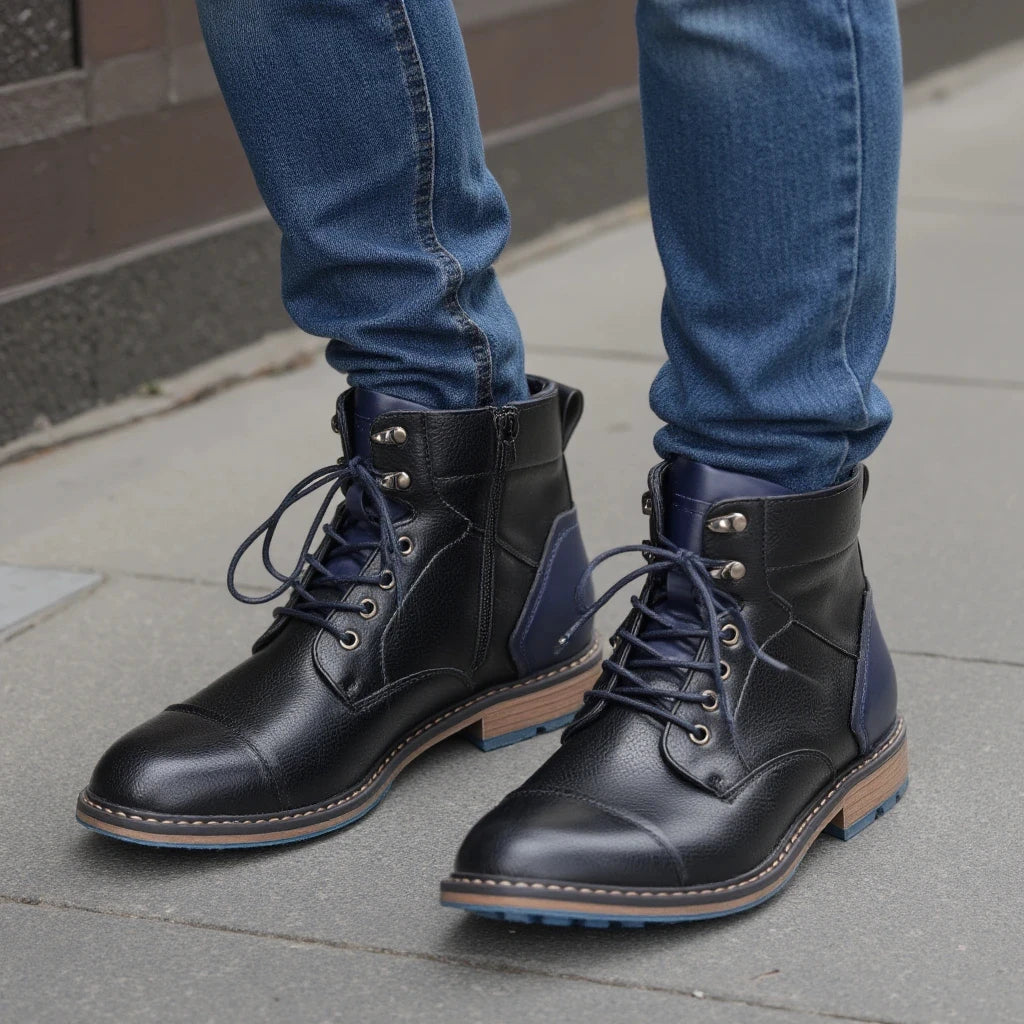 Classical Men Boots 2025 Fashion Comfortable Spring Leather Boots with Zipper