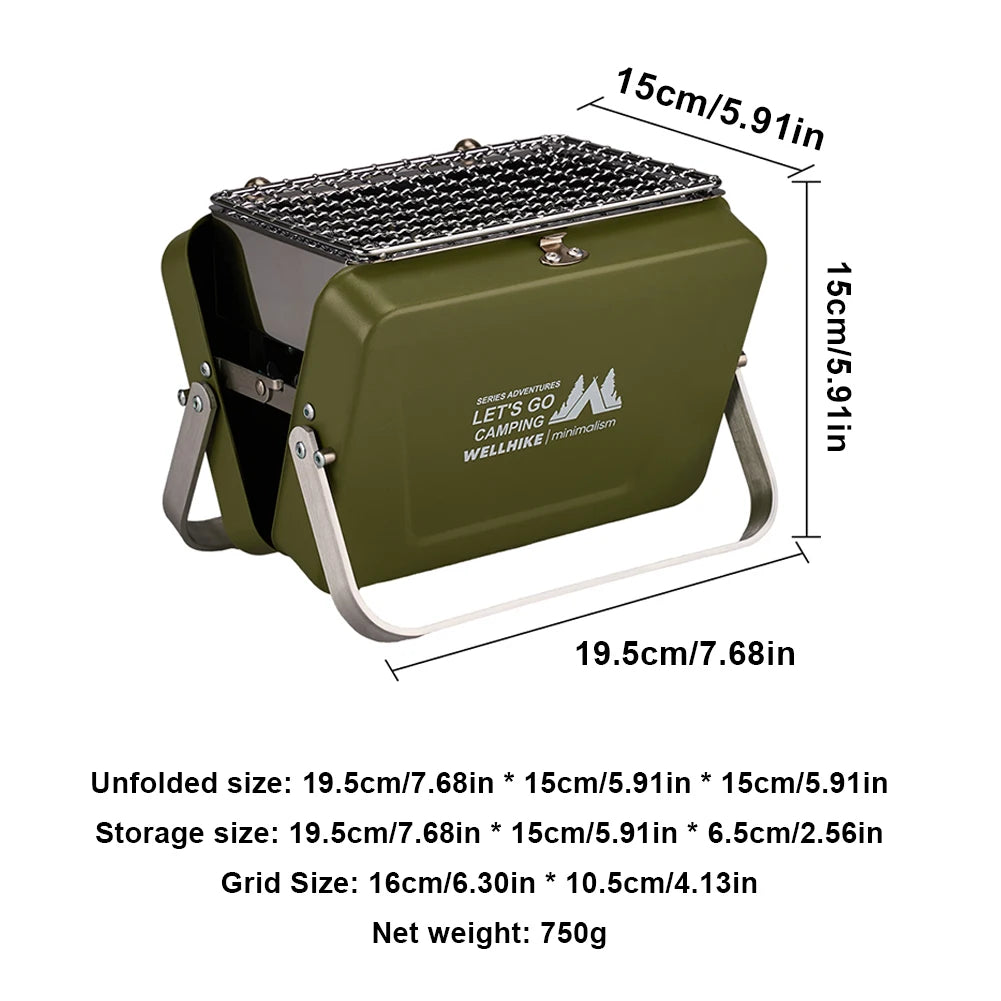 WELLHIKE Outdoor BBQ Oven Picnic Bonfire Furnace camping equipment Stainless Steel Lightweight Cooking Grill for Patio Backyard