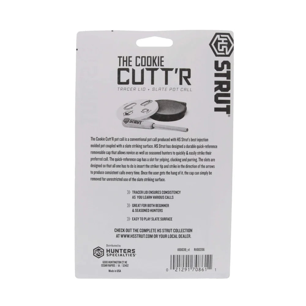 Turkey Pot Call Cookie Cutt'R Slate Call with Removable Cap Yelping Clucking Purring Easy to Use Durable Hunting Accessory