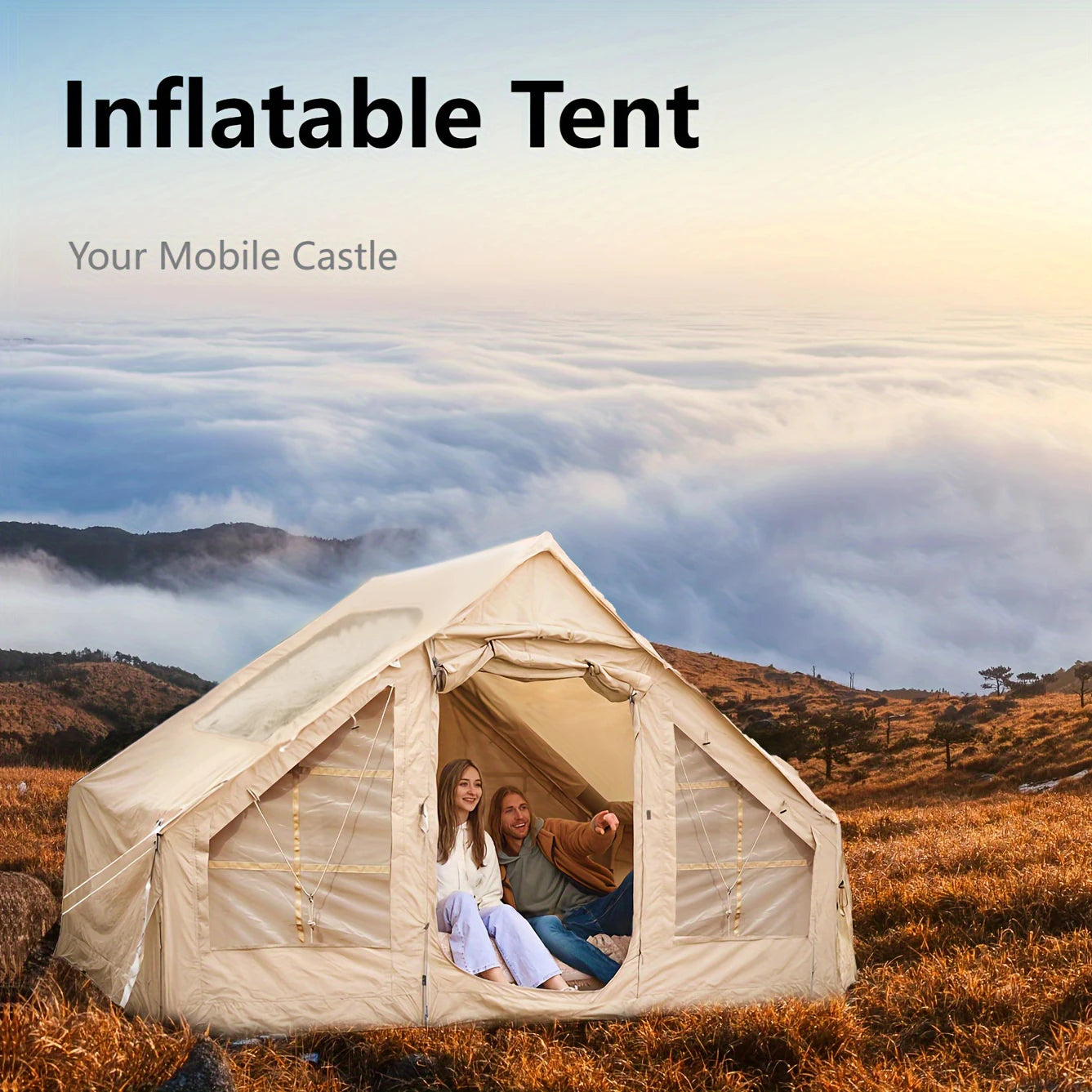 Self Supporting Inflatable Camping Tent Setup Waterproof