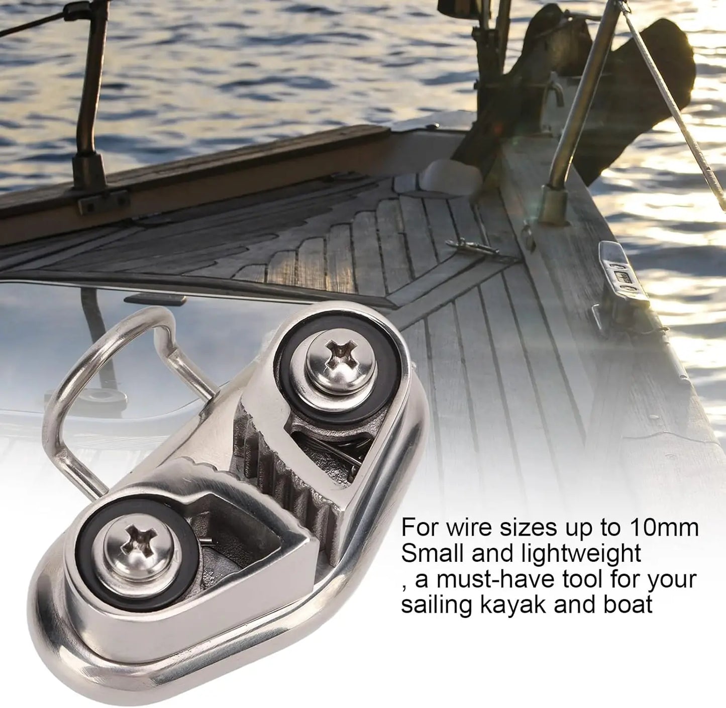 Sailboat Cam Cleat With Ring 316 Stainless Steel 10mm Rope