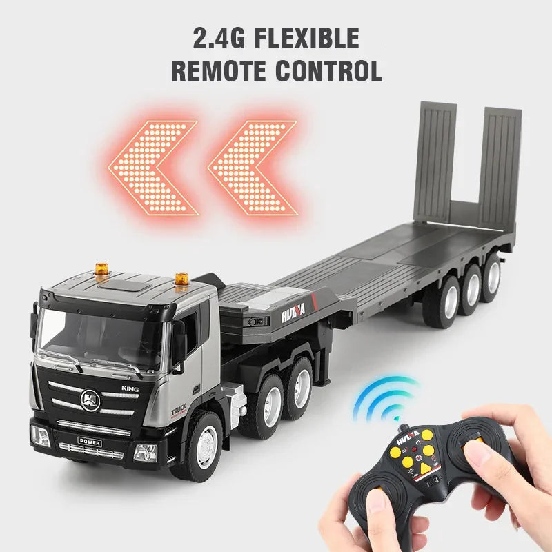 Huina 1318 1/24 RC Trailer Truck Tractor 2.4G Remote Control Construction Radio Control Flatbed RC Truck Toys For Boys Kids Gift
