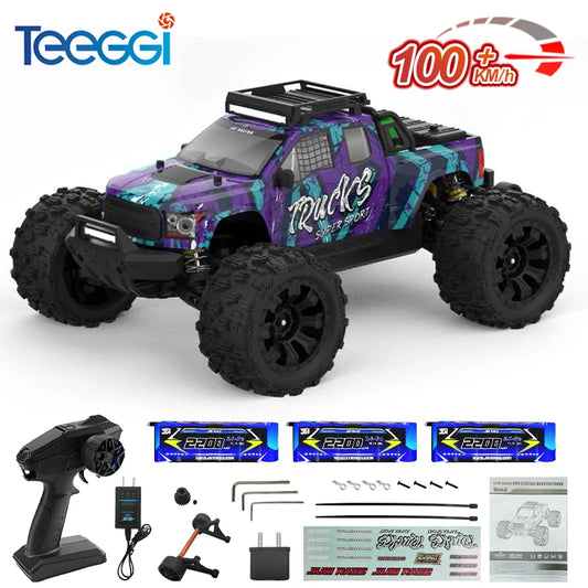 Teeggi 1/14 4WD High Speed Rc Off-road Car 100KM/H Brushless motor 3S Remote Control Truck Drift Racing Cars Toys For kid Gifts
