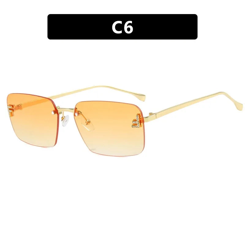 Rimless Square Sunglasses UV400 Frameless Unisex Driving