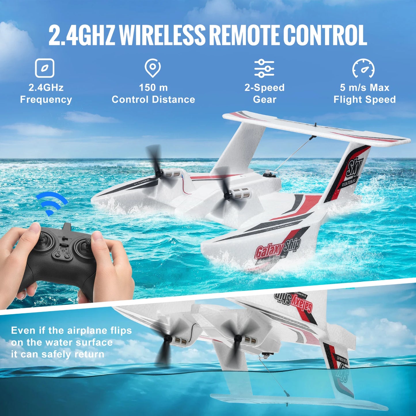 VEVOR EPP Foam RC Plane 2.4G 3CH Radio Control Glider