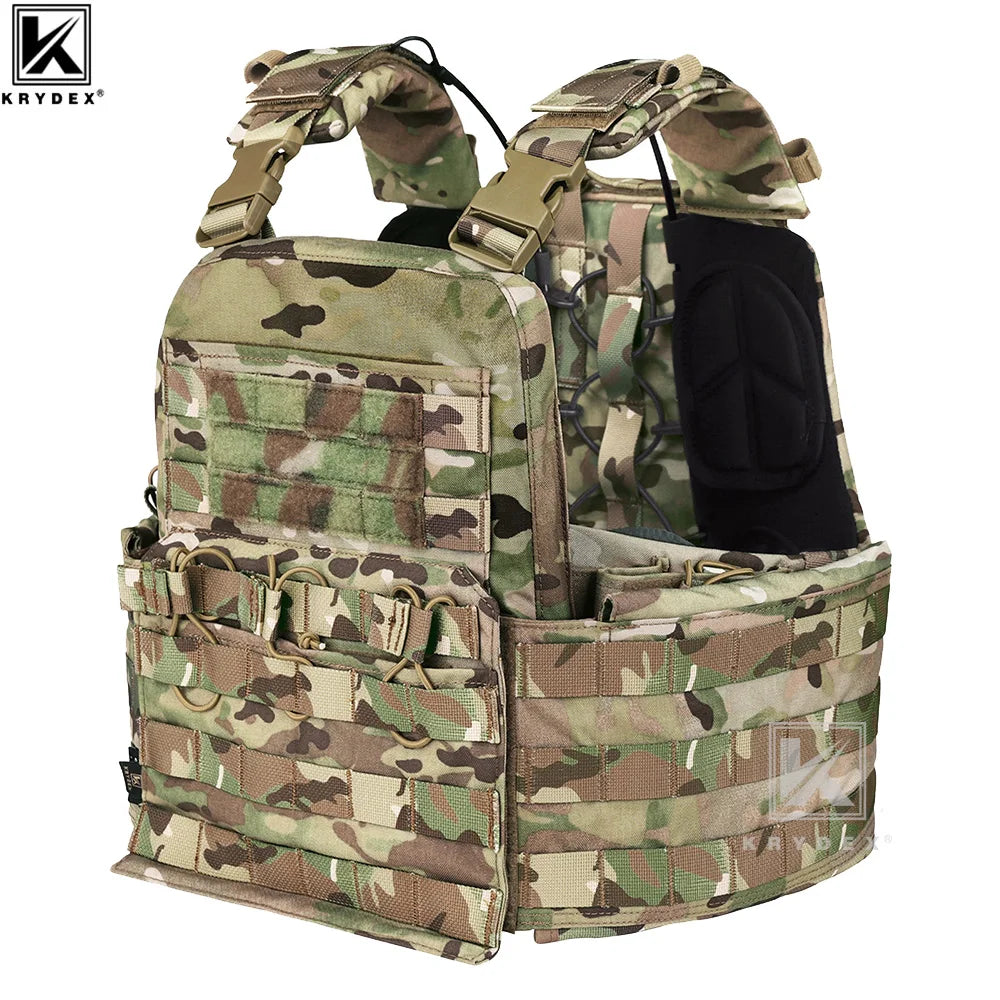 KRYDEX CPC Tactical Vest MOLLE Plate Carrier Heavy Duty Body Armor Airsoft Army Paintball Combat Protective Camo Vest Accessory