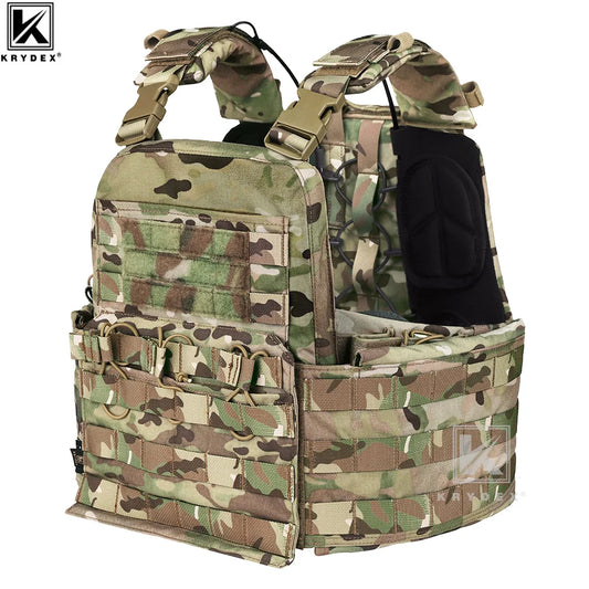 KRYDEX CPC Tactical Vest MOLLE Plate Carrier Heavy Duty Body Armor Airsoft Army Paintball Combat Protective Camo Vest Accessory