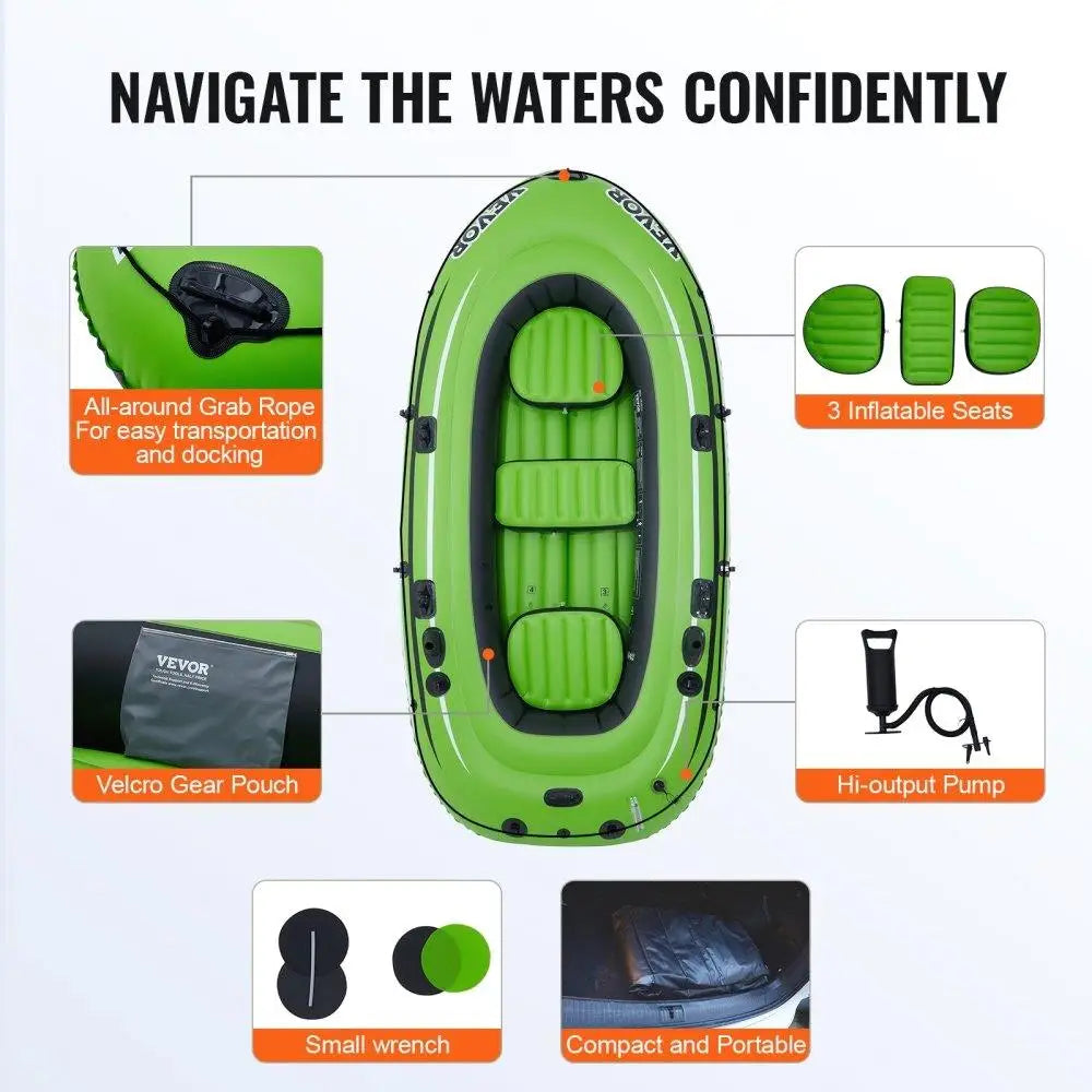 Inflatable Fishing Boat 1100 Lb Capacity With Aluminum Oars