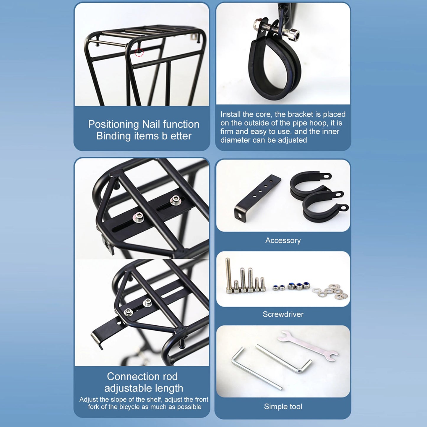Bike Front Fork Cargo Rack Steel Luggage Bracket MTB