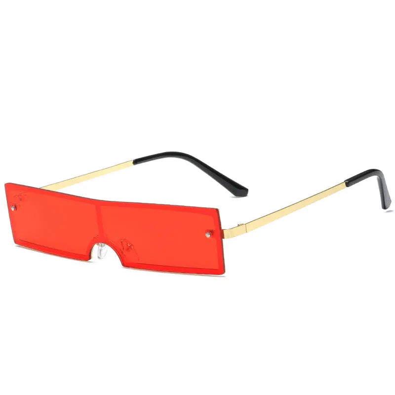 Rectangular Sunglasses Narrow Metal Frame UV400 Unisex