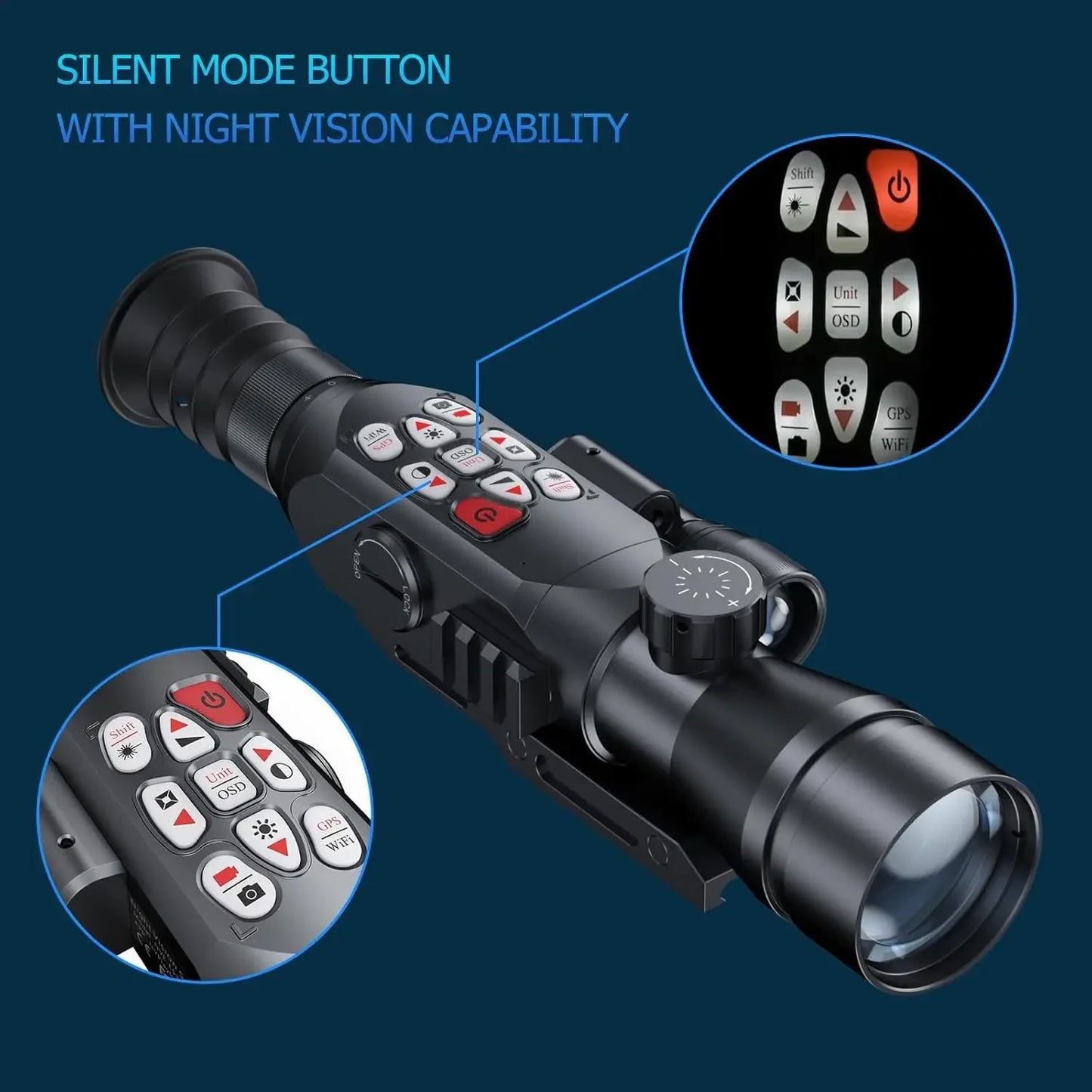 300 Yards Infrared Night Vision Scopes for Rifles with IR Illuminator, 4X Digital Zoom, 50MM Lens Hunting Range