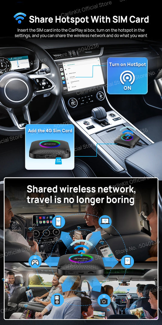 CarlinKit Car Intelligent Systems Wireless Android Auto Wireless CarPlay Smart TV Box For Netflix IPTV Android 13 CarPlay Ai Box