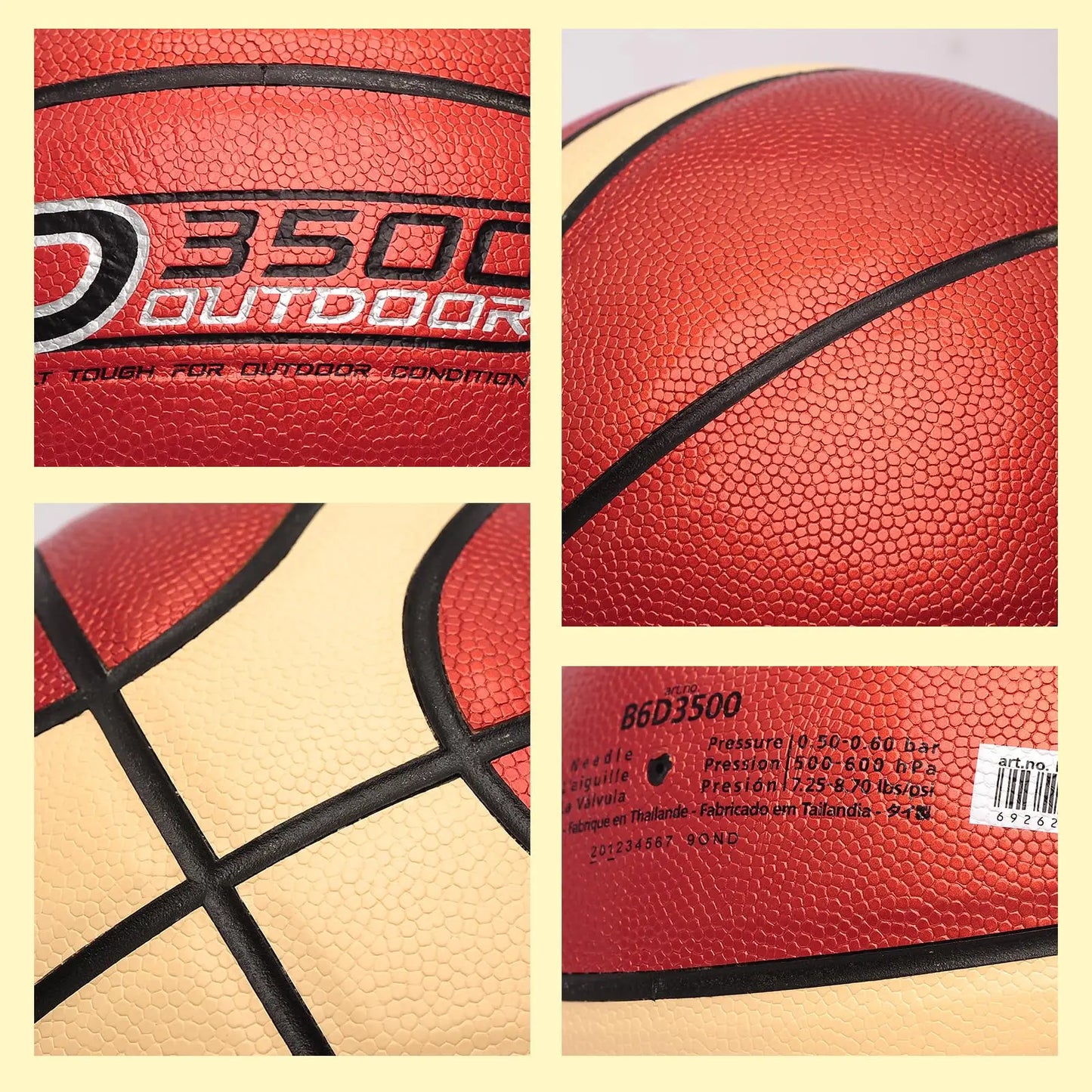 Original Molten B6D3500 Basketball Soft Touch Rubber and Faux Leather Training Basketball High Bounce Indoor Outdoor Basketball